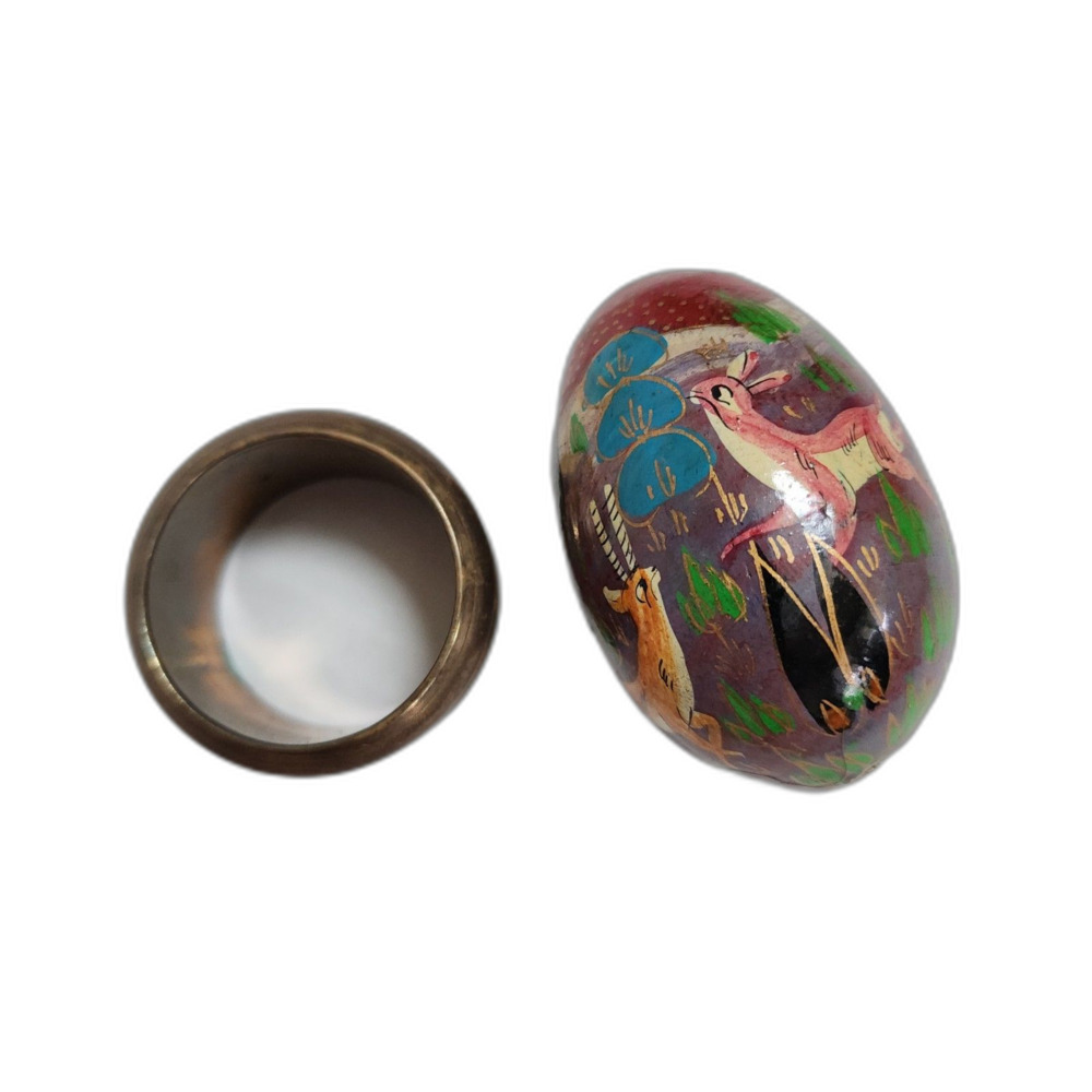 Cloisonne Egg With Base Decorative Wooden Vintage Decor - Picture 3 of 3